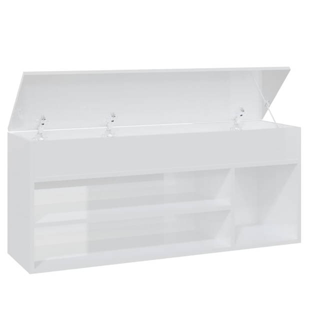 The Living Store Schoenenkast - Opbergbank - 105 x 30 x 45 cm - Hoogglans wit