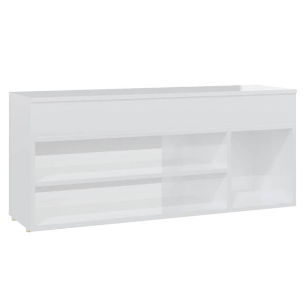 The Living Store Schoenenkast - Opbergbank - 105 x 30 x 45 cm - Hoogglans wit