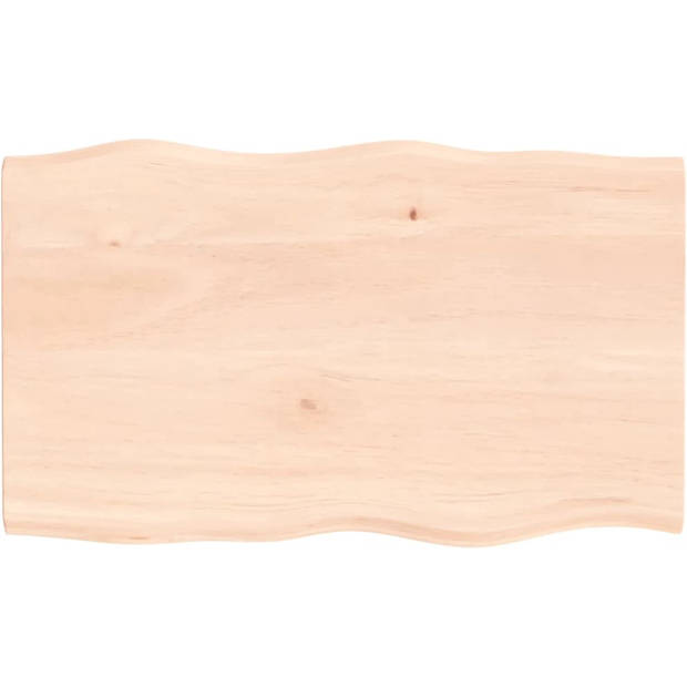 The Living Store Tafelblad natuurlijke rand 100x60x2 cm massief eikenhout - Tafelonderdeel