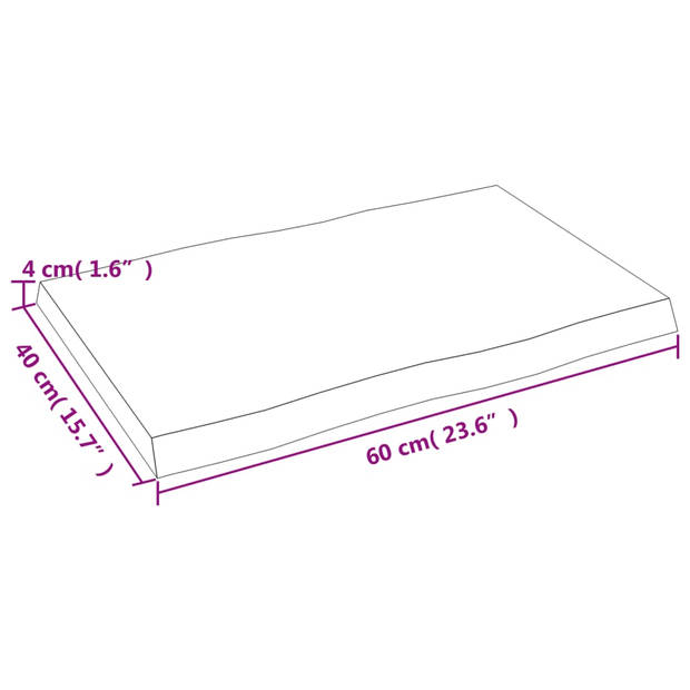 vidaXL Tafelblad natuurlijke rand 60x40x(2-4) cm eikenhout lichtbruin