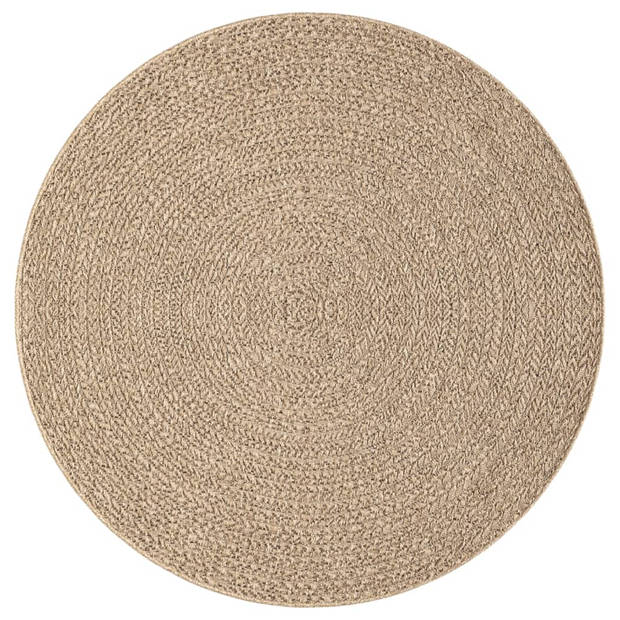 The Living Store Jute-look Vloerkleed - 90 cm - Uv-bestendig - Rond Design