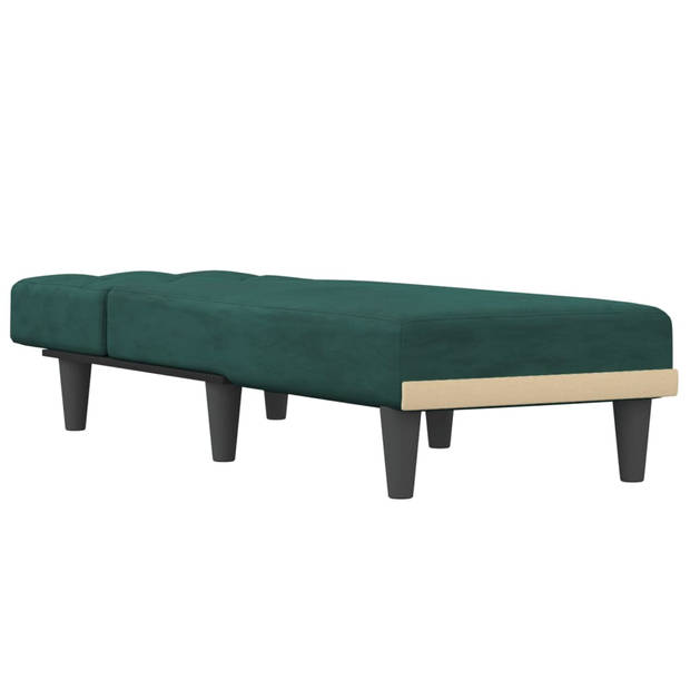 The Living Store Chaise Longue - Verstelbare ligstoel - Donkergroen - Fluweel - Multiplex - 55x140x70 cm