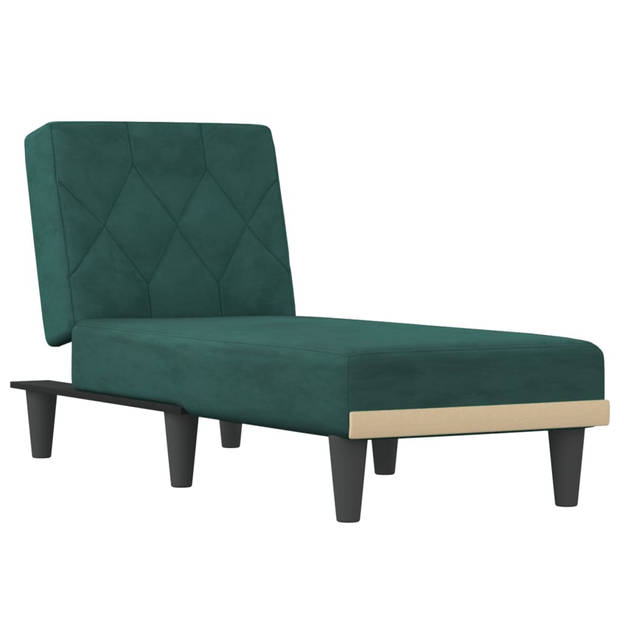 The Living Store Chaise Longue - Verstelbare ligstoel - Donkergroen - Fluweel - Multiplex - 55x140x70 cm