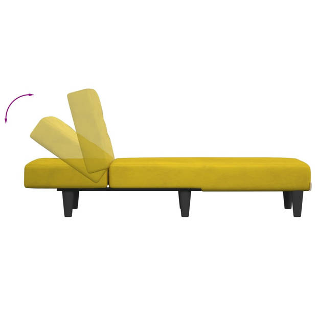 The Living Store Verstelbare Chaise Longue - Fluweel - Geel - 55x140x70 cm - Multiplex Frame