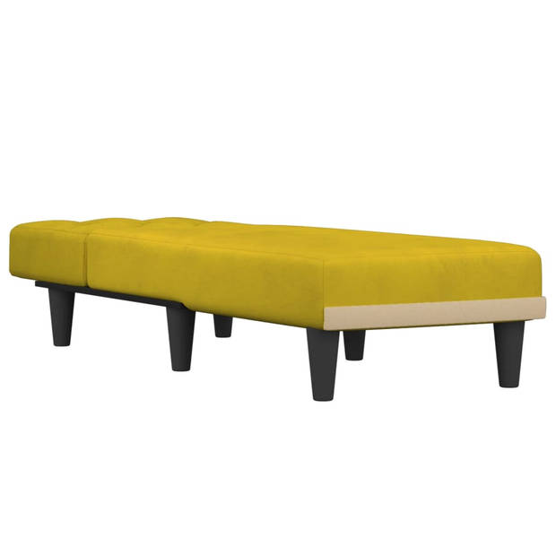 The Living Store Verstelbare Chaise Longue - Fluweel - Geel - 55x140x70 cm - Multiplex Frame