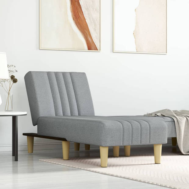 The Living Store verstelbare chaise longue - lichtgrijs - 55x155x33cm - ademend en duurzaam