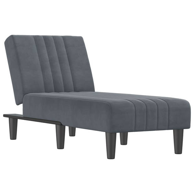 The Living Store Chaise Longue s - Verstelbaar - Donkergrijs Fluweel - 55 x 140 x 70 cm