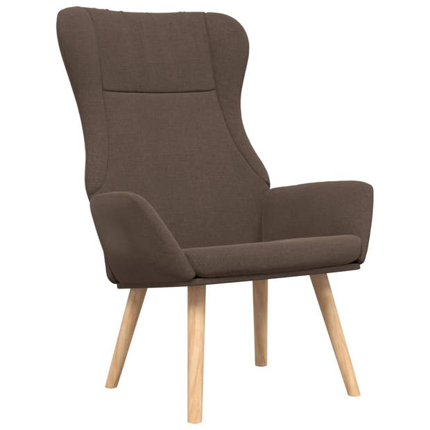 The Living Store Relaxstoel Ergonomisch - Taupe - 70 x 77 x 94 cm - Rubberwood poten