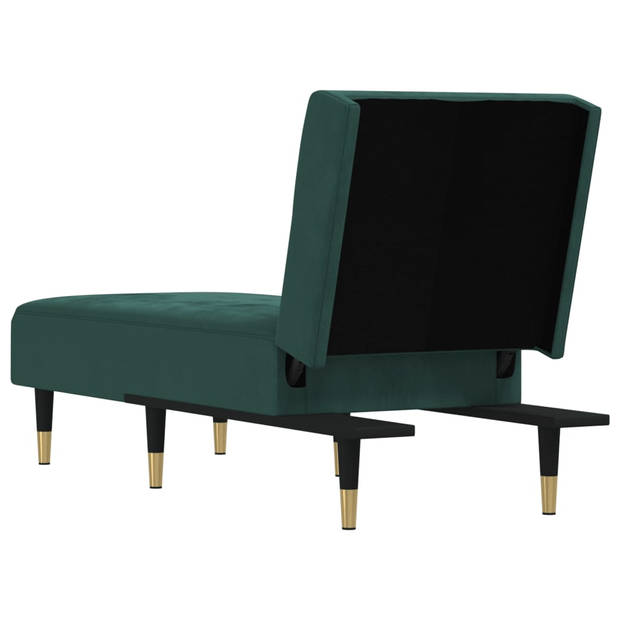 The Living Store Verstelbare Chaise Longue - Fluweel - Donkergroen - 55x140x70 cm