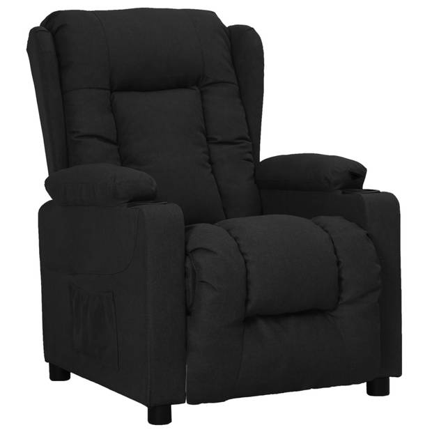 The Living Store Verstelbare Fauteuil - Zwart - 72.5x96x99.5 cm - Met 2 Bekerhouders