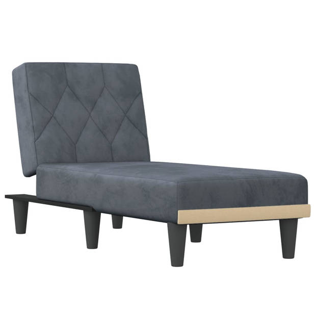 The Living Store verstelbare chaise longue - donkergrijs fluweel - 55x140x70 cm - multifunctioneel