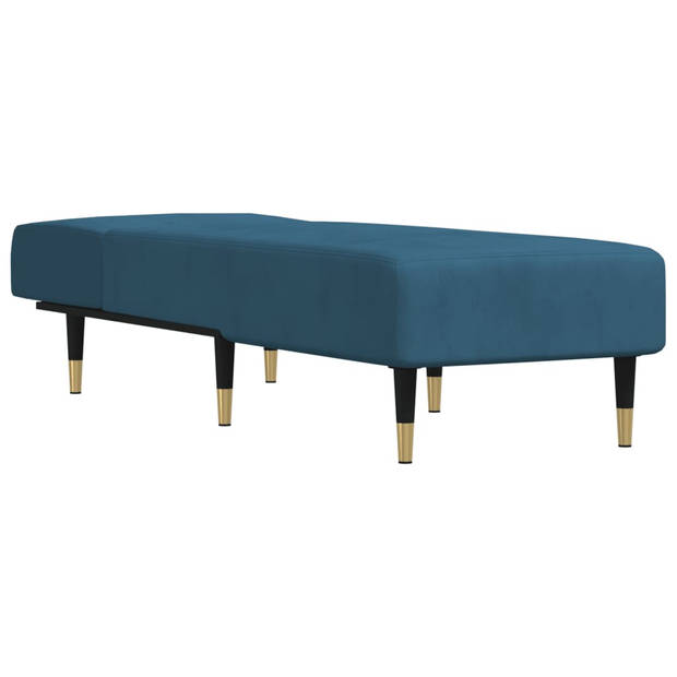 The Living Store Chaise Longue - Verstelbaar - Blauw - 55 x 140 x 70 cm - Fluweel