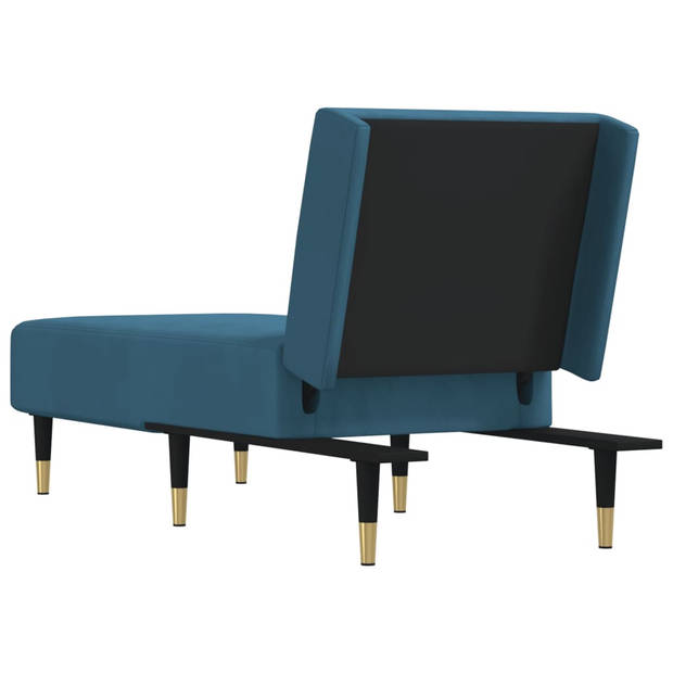 The Living Store Chaise Longue - Verstelbaar - Blauw - 55 x 140 x 70 cm - Fluweel