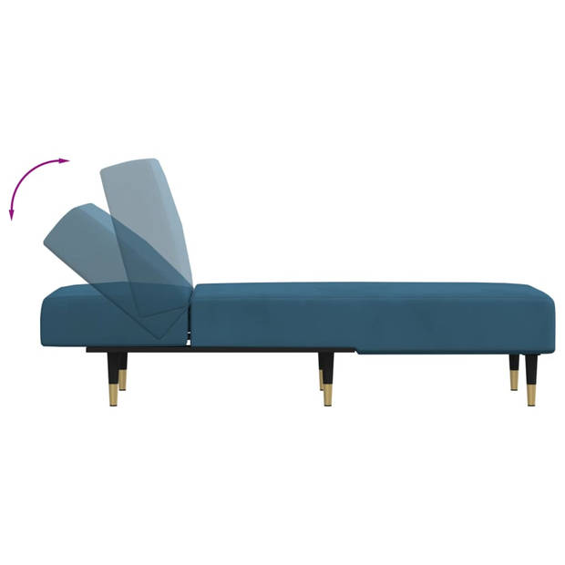 The Living Store Chaise Longue - Verstelbaar - Blauw - 55 x 140 x 70 cm - Fluweel