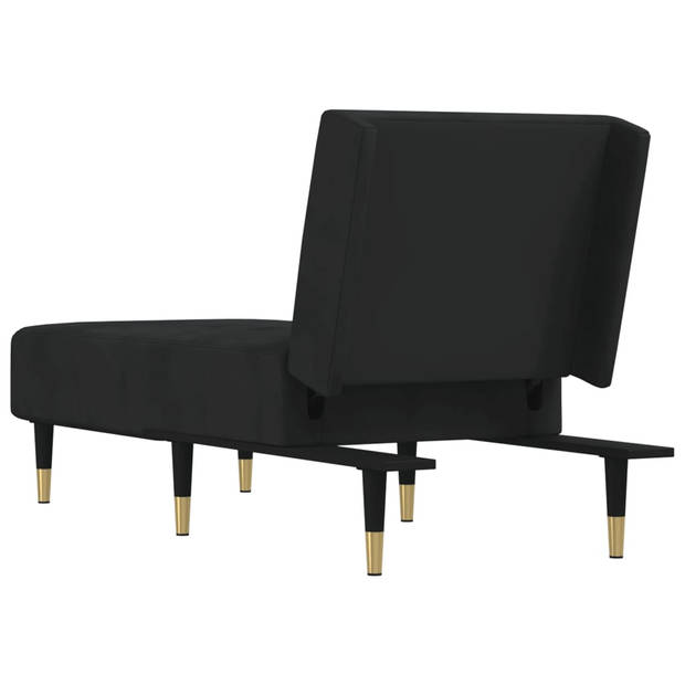 The Living Store Chaise Longue Verstelbaar - Zwart Fluweel - 55x140x70 cm - Multifunctioneel