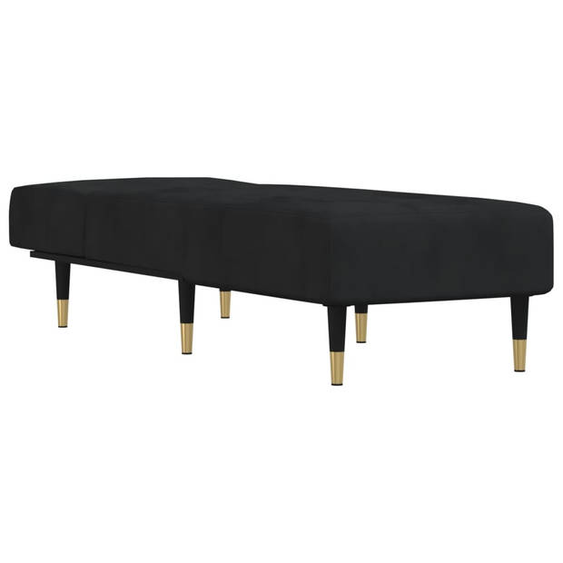 The Living Store Chaise Longue Verstelbaar - Zwart Fluweel - 55x140x70 cm - Multifunctioneel