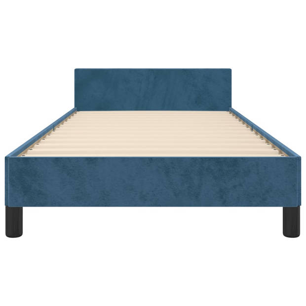 vidaXL Bedframe met hoofdeinde fluweel donkerblauw 90x190 cm