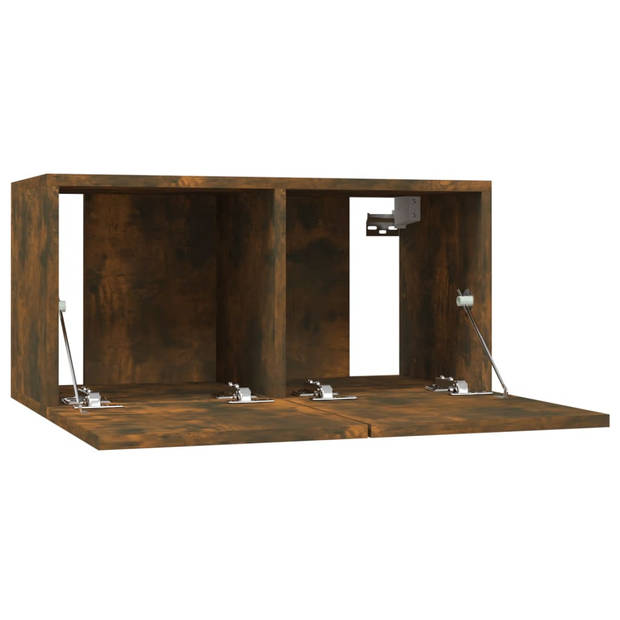 The Living Store TV-meubel - naam - Wandgemonteerd - 60 x 30 x 30 cm - Gerookt eiken