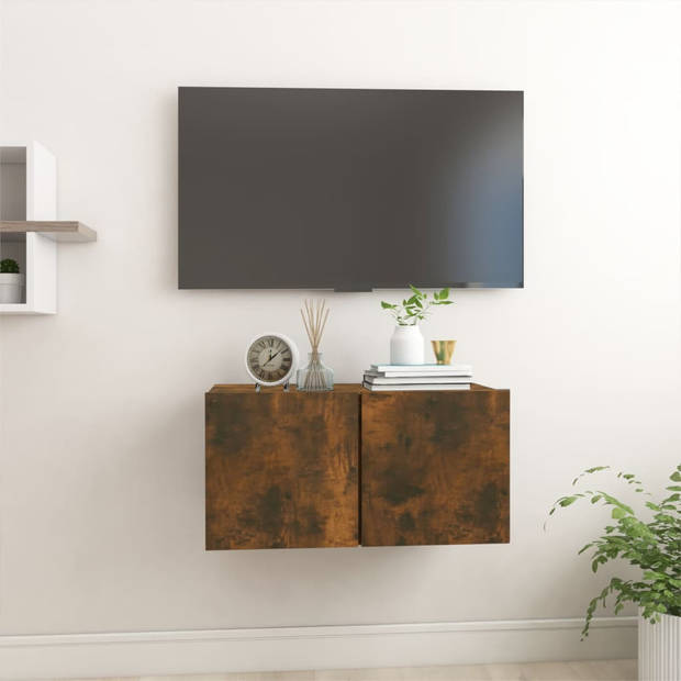 The Living Store TV-meubel - naam - Wandgemonteerd - 60 x 30 x 30 cm - Gerookt eiken