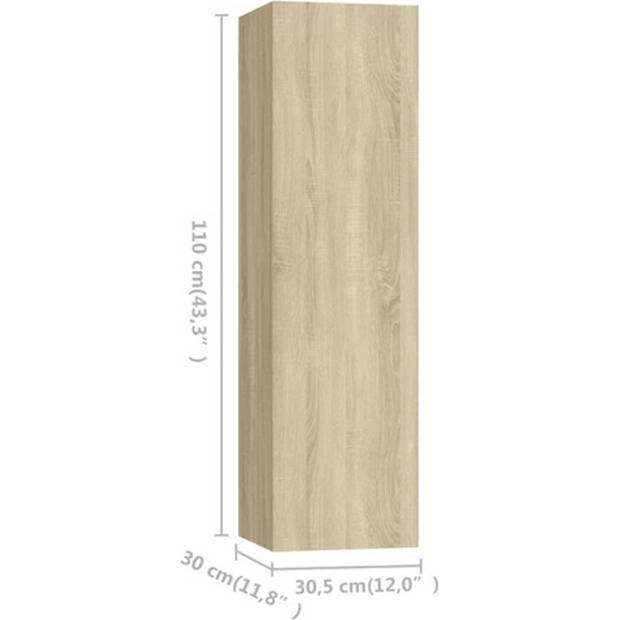 The Living Store Wandkast - TV-meubel - Sonoma eiken - 30.5 x 30 x 110 cm - Spaanplaat