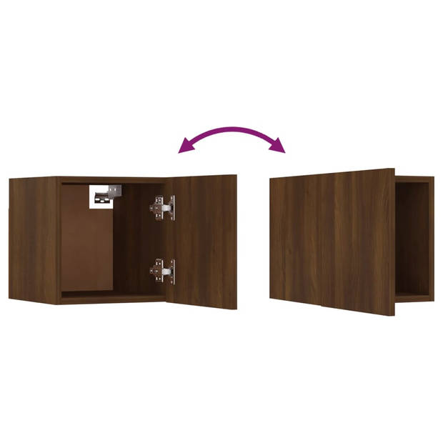 The Living Store Televisiewandmeubelen Bruineiken - TV-meubelset 4x (S) - 1x (L) - 30.5 x 30 x 30 cm (S) - 100 x 30 x