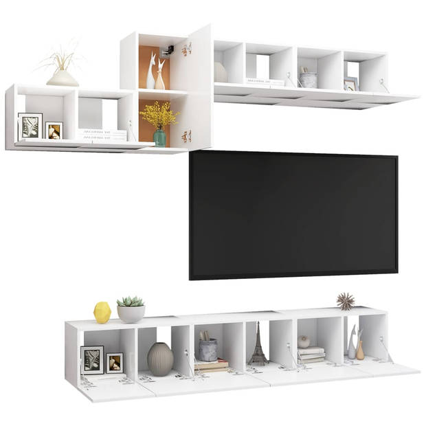 The Living Store Tv-meubelset Hangend - Spaanplaat - 60 x 30 x 30 cm - Wit