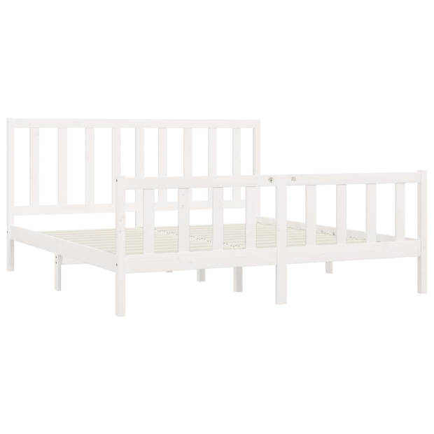 vidaXL Bedframe massief hout wit 200x200 cm