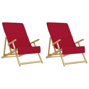 The Living Store Strandhanddoeken - Bordeauxrood - 60 x 135 cm - Anti-slip en Lichtgewicht - Set van 2