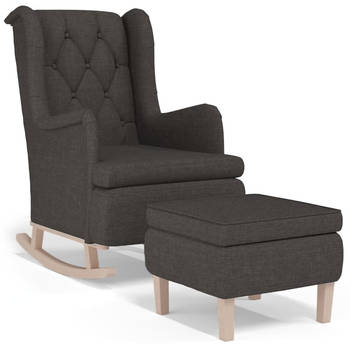 The Living Store Fauteuil Schommelpoten Donkergrijs 65x91x100 cm - Hoogwaardige stof