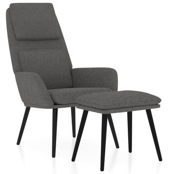 The Living Store Relaxstoel met voetenbank stof lichtgrijs - Fauteuil