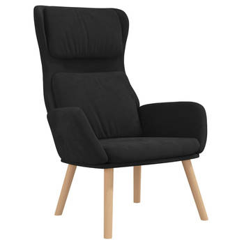 The Living Store Fauteuil - Dik Gevoerd - Fluweel - Zwart - 70 x 77 x 98 cm