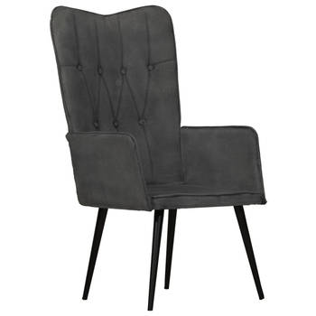 The Living Store Fauteuil canvas zwart - Fauteuil