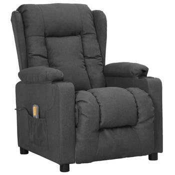 The Living Store Sta-op-massagestoel stof donkergrijs - Fauteuil