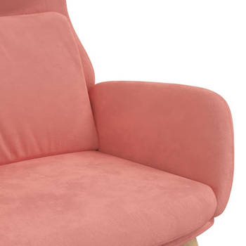 The Living Store Relaxstoel fluweel roze - Fauteuil