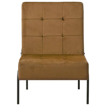 The Living Store Relaxstoel Velvet - Bruin/Zwart - 65 x 79 x 87 cm - Ergonomisch ontwerp
