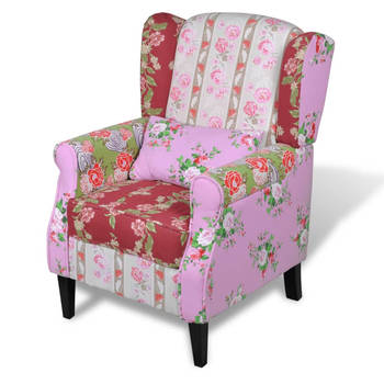 The Living Store Patchwork Fauteuil - Bloemenpatroon - 68 x 73 x 101 cm - Ergonomisch - Duurzaam