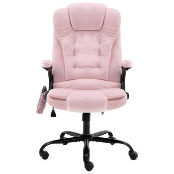 The Living Store Kantoorstoel Fluwelen Roze - Ergonomisch - Massage - Verwarming