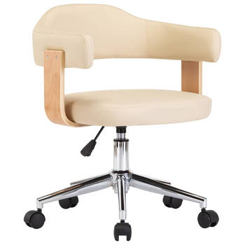 The Living Store Draaibare kantoorstoel - Crème - 49.5 x 51.5 x (94.5-115.5) cm - Ergonomisch ontwerp