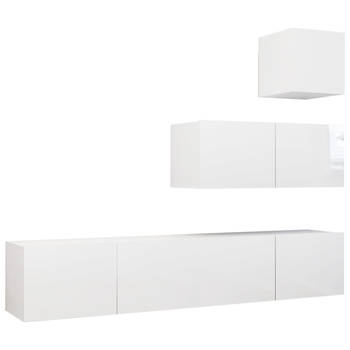 The Living Store TV Meubel Set - Hangend - Spaanplaat - Hoogglans Wit - Montage vereist - 30.5 x 30 x 30 cm - 80 x 30 x