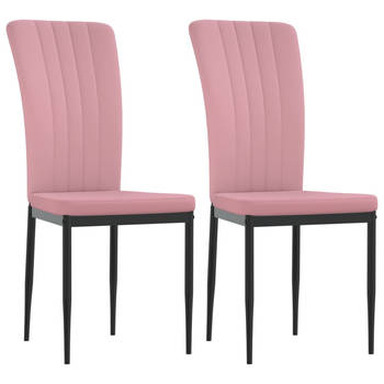 The Living Store Eetkamerstoelen - Fluweel - Roze - 42 x 57.5 x 95 cm - Ergonomisch design