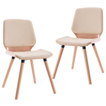 The Living Store Eetkamerstoelen Crème Kunstleren - 48 x 62.5 x 85 cm - Ergonomisch