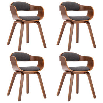 The Living Store Eetkamerstoelen - Set van 4 - Donkergrijs - Houten Frame - 49x51x70cm