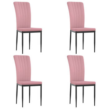 The Living Store Eetkamerstoelen - fluweel - roze - 42 x 57.5 x 95 cm - stevig frame