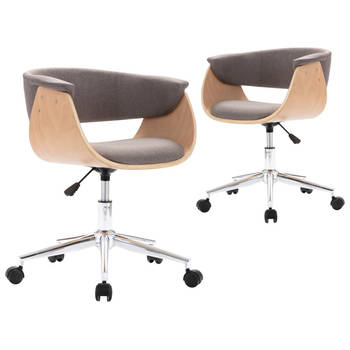 The Living Store Draaibare eetkamerstoelen - set van 2 - Taupe - 59.5 x 58 x (66-74) cm