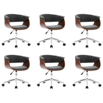 The Living Store Draaibare Eetkamerstoelen - Set van 6 - Grijs - 59.5 x 58 x (66 - 74) cm - Ergonomisch Design