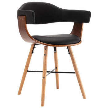 The Living Store Eetkamerstoelen - Set van 4 - Armleuningen - Kunstleer - Zwart - 52.5 x 47 x 75.5 cm