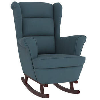 The Living Store Schommelstoel - Fauteuil - 78x93x97 cm - Blauw fluweel