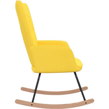 The Living Store Schommelfauteuil Blokpatroon - 61 x 78 x 98 cm - Mosterdgeel