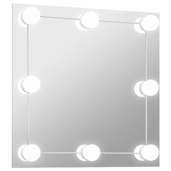 The Living Store Wandspiegel met LED-lampen - 50 x 50 cm - Zilver - Warmwit - Koudwit - Glas - Kunststof