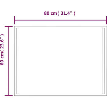 The Living Store LED badkamerspiegel - 80 x 60 cm - IP65 - USB-interface